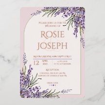 Foil Lavender Wedding Einladung