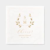 Foil Leaves Wedding Monogram Napkins Servietten Mit Folie (Vorderseite)