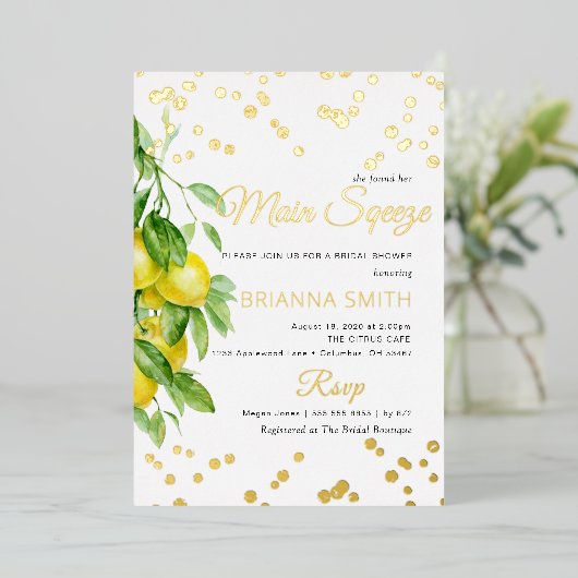 Foil Lemon Brautparty Folieneinladung (Stehend vorne)