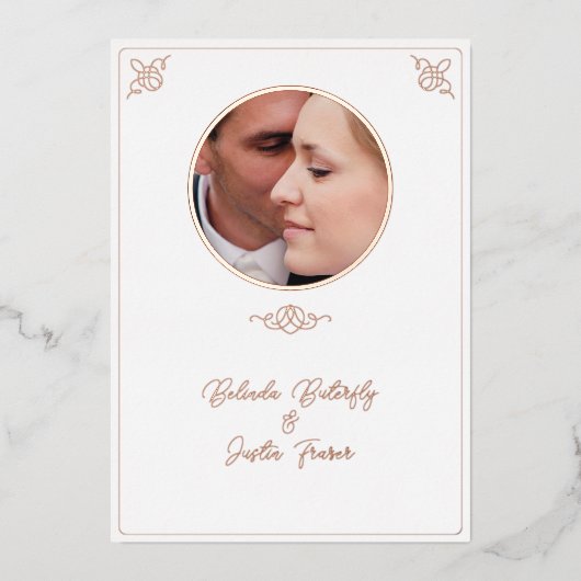 Foil Line Couple Wedding Einladung Foil Lago (Vorderseite)