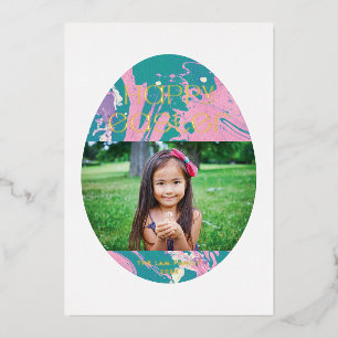 Foil Marbled Easter Egge Holiday Foto Card - Rosa Folien Feiertagskarte