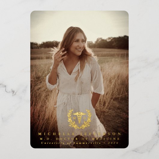 Foil MD Caduceus Abschluss Foto Ankündigung (Vorderseite)