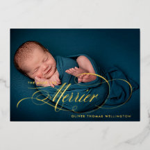 Foil Merrier Christmas Foto Geburtserklärung