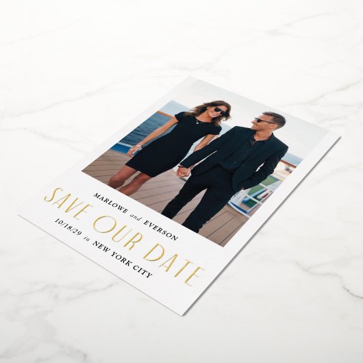 Foil Modern Elegance Foto Save the Date Karte (Gedreht)