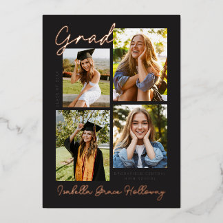 Foil Modern Grad Announcement Multiple Photos Folieneinladung