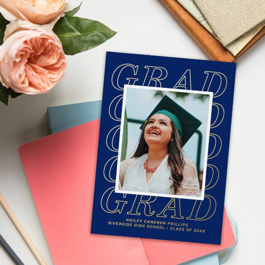 Foil Modern Grad Typografy Abschluss Foto Card Folieneinladung