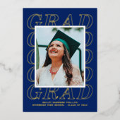 Foil Modern Grad Typografy Abschluss Foto Card Folieneinladung (Vorderseite)