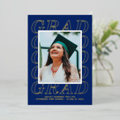 Foil Modern Grad Typografy Abschluss Foto Card Folieneinladung (Stehend vorne)