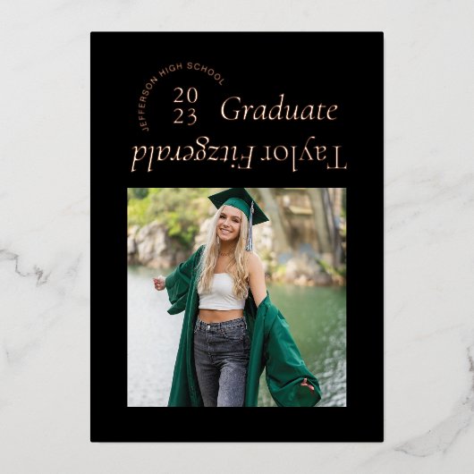 Foil Modern Minimal Trendy Foto Grad Ankündigung (Vorderseite)