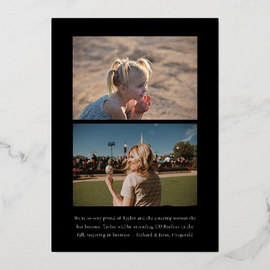 Foil Modern Minimal Trendy Foto Grad Ankündigung (Rückseite)