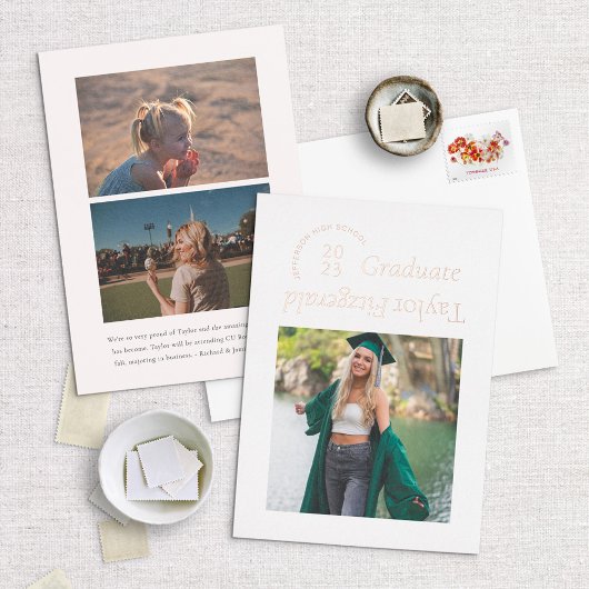 Foil Modern Minimal Trendy Foto Grad Ankündigung