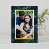 Foil Modern Pine Frame Christmas Photo Card Folieneinladung (Stehend vorne)