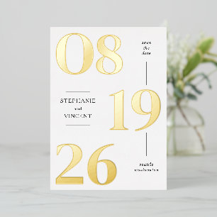 Foil Modern Wedding Date Save the Date Foto Card Folieneinladung