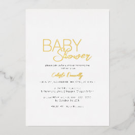 FOIL Moderne Minimalistische White Baby Dusche Folieneinladung