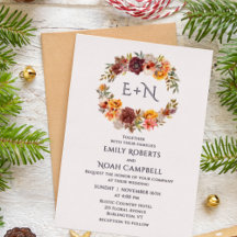 Foil Monogram Autumn Rustic Plum Floral Wedding