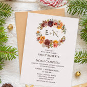 Foil Monogram Autumn Rustic Plum Floral Wedding Folieneinladung