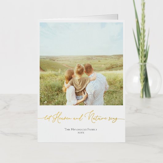 Foil Neutral Weihnachtskarte Custom Family Foto (Vorderseite)