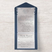 Foil Ornate Frame & Heart - Blue All-in-One-Einladung (Innenseite)