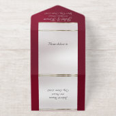 Foil Ornate Frame & Heart - Burgundy All-in-One-Einladung (Außenseite)