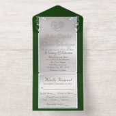 Foil Ornate Frame & Heart - Emerald All-in-One-Einladung (Innenseite)