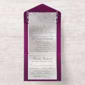 Foil Ornate Frame & Heart - Purple All-in-One-Einladung (Innenseite)