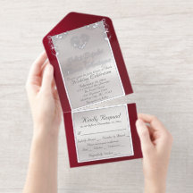 Foil Ornate Frame & Heart - Red