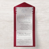 Foil Ornate Frame & Heart - Red All-in-One-Einladung (Innenseite)
