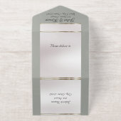 Foil Ornate Frame & Heart - Sage All-in-One-Einladung (Außenseite)