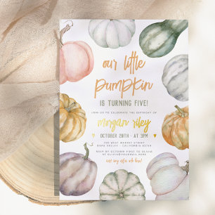Foil Our Little Pumpkin Boho Fall Birthday Party Folieneinladung
