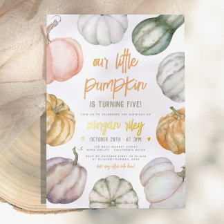 Foil Our Little Pumpkin Boho Fall Birthday Party Folieneinladung