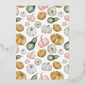 Foil Our Little Pumpkin Boho Fall Birthday Party Folieneinladung (Rückseite)