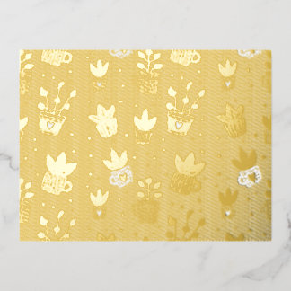 Foil Pflanze Lover Postcard - Botanische Kunst Pri Folie Einladungspostkarte