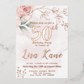 Foil Pink Rose Birthday Einladung Foil Pink (Vorderseite)