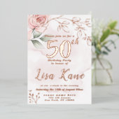 Foil Pink Rose Birthday Einladung Foil Pink (Stehend vorne)