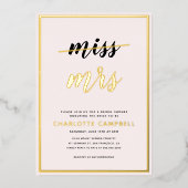 Foil presste Rosa Miss zu Frau Brautparty Folieneinladung (Vorderseite)