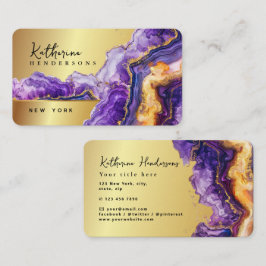 Foil Purple Agate gold glitter marble Professional Visitenkarte