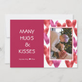 Foil Red Pink Herz Muster Valentine Fotokarte Einladung (Vorderseite)