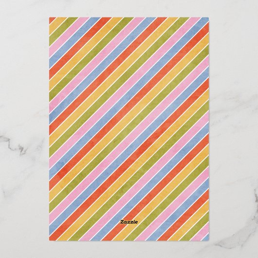 Foil Retro Rainbow Kid's Birthday Einladung (Rückseite)