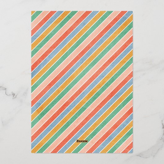 Foil Retro Rainbow Kid's Birthday Einladung (Rückseite)