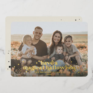 Foil Retro-Schrift+ Sterne Magische Halloween-Foto Folieneinladung