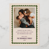 Foil Retro Vintage Christmas Tree Holiday Card Folieneinladung (Rückseite)