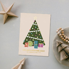 Foil Retro Vintage Christmas Tree Holiday Card Folieneinladung