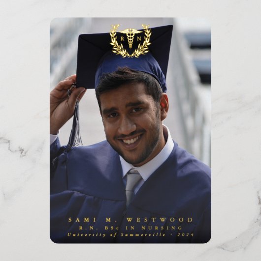 Foil RN Caduceus Abschluss Foto Ankündigung (Vorderseite)