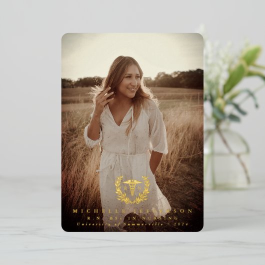 Foil RN Caduceus Abschluss Foto Ankündigung (Stehend vorne)