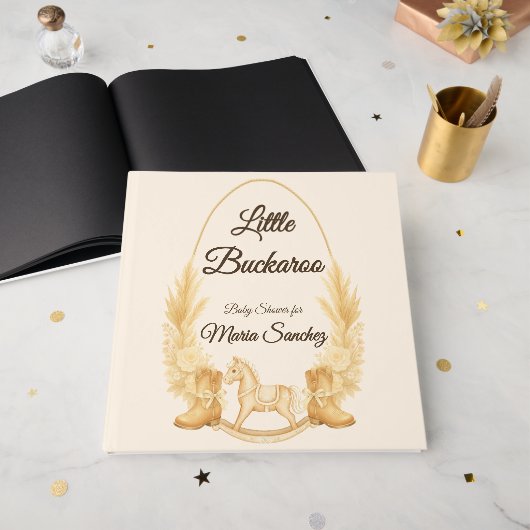 Foil Rocking Horse Boho Baby Shooting Guest Book Gästebuch (Vorderseite offen)