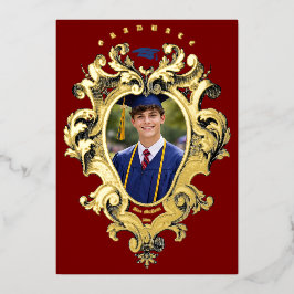 Foil Rococo Cartouche Photo Template Graduation Folieneinladung