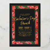 Foil Rose Rahmen Galentine's Day Einladung - Black (Vorderseite)