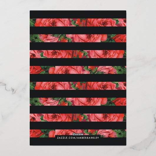 Foil Rose Rahmen Galentine's Day Einladung - Black (Rückseite)