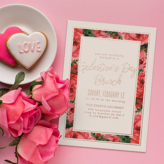 Foil Rose Rahmen Galentine's Day Einladung - Elfen