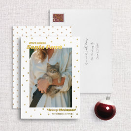 Foil Santa Paws Meowy Christmas Cat Foto Card Folien Feiertagskarte